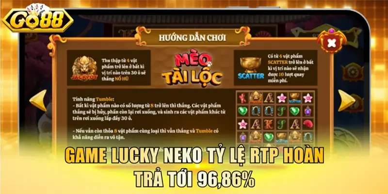 Game Lucky Neko tỷ lệ RTP hoàn trả tới 96,86%